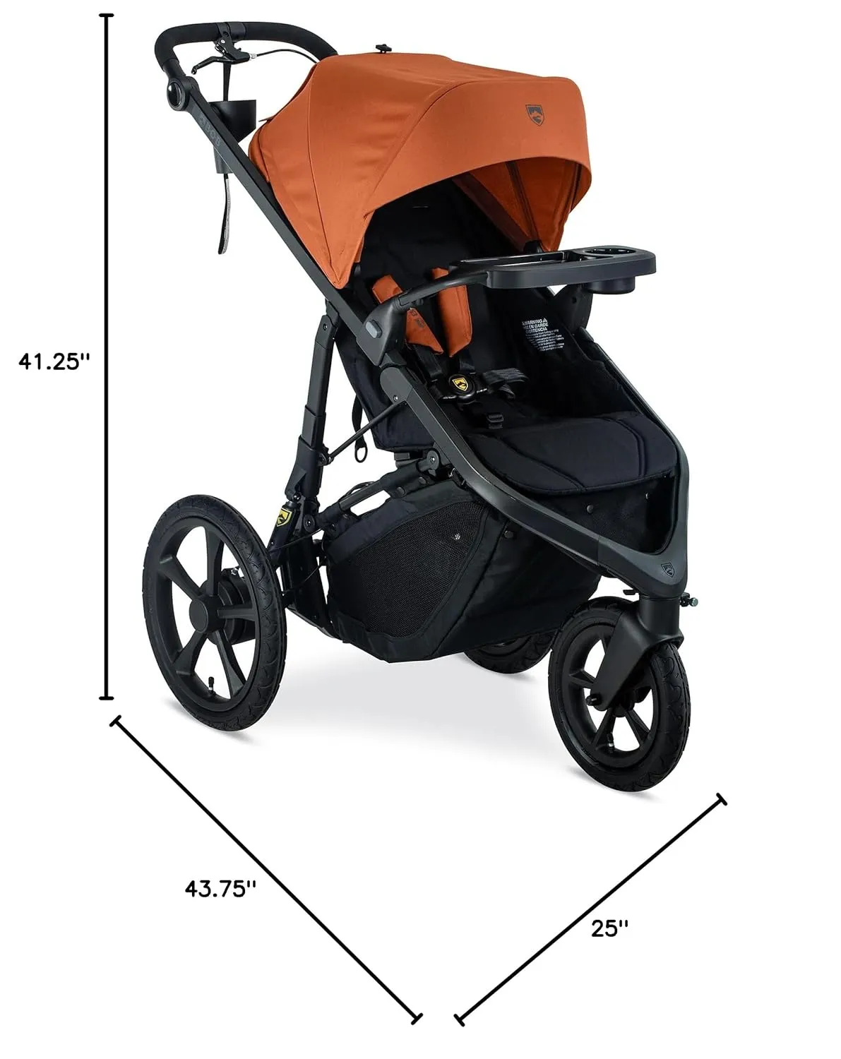 BOB Gear Wayfinder Jogging Stroller with Snack Tray, Independent Dual Suspension, Air-Filled Tires, and 75-Pound Weight Capacity, Canyon