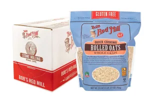Bob's Red Mill Gluten Free Quick Cooking Rolled Oats, 28oz (Pack of 4) - Non GMO, Whole Grain, Vegan, Kosher