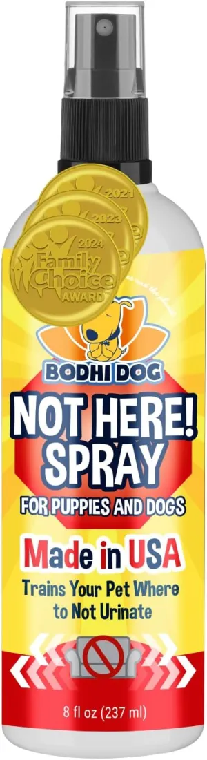 Bodhi Dog Not Here Spray - Trains Your Pet Where Not to Pee Indoors or Outdoors - Anti Marking Deterrent for Furniture, Carpet and Floor - Training Corrector for Puppies & Dogs - Made in USA (8 Fl Oz)