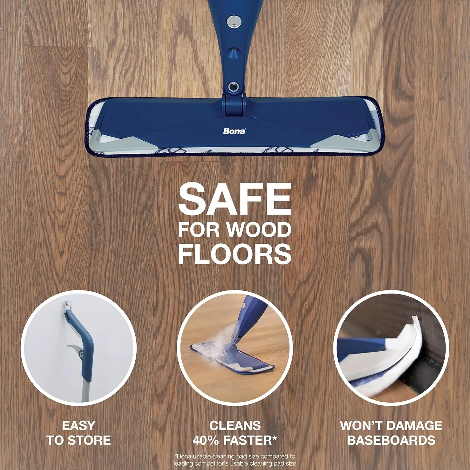 Bona Hardwood Floor Premium Spray Mop - Includes Hardwood Floor Cleaning Solution and Machine Washable Microfiber Cleaning Pad - Dual Zone Cleaning for Faster Cleanup - Spray Mop for Wood Floors