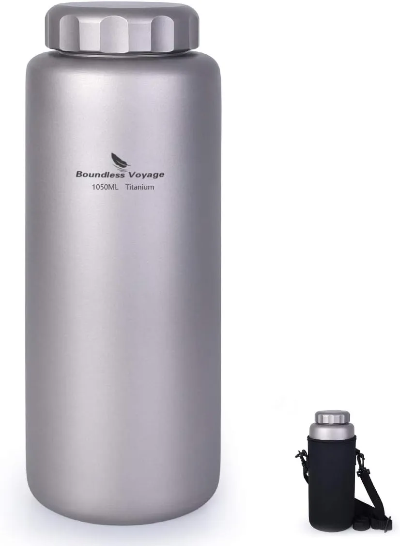 Boundless Voyage Titanium Sport Water Bottle 35.5 fl oz/1050ml Ultralight Leakproof for Outdoor Camping Hiking