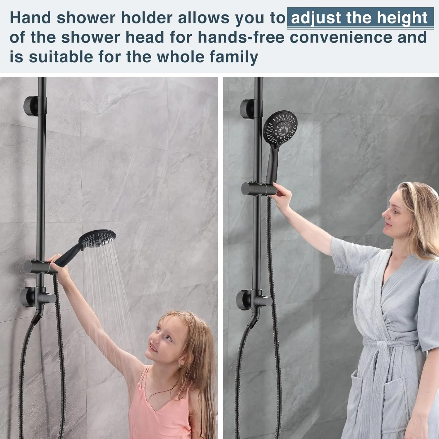 BRIGHT SHOWERS Rain Shower Heads System Including Rainfall Shower Head and Handheld Shower Head with Height Adjustable Holder, Solid Brass Rail and 60 Inch Long Stainless Steel Shower Hose