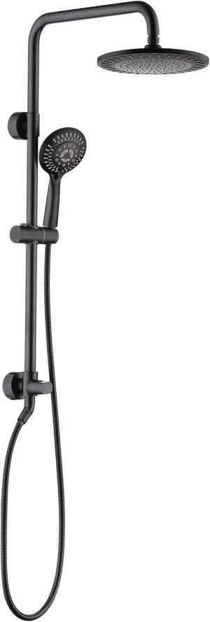 BRIGHT SHOWERS Rain Shower Heads System Including Rainfall Shower Head and Handheld Shower Head with Height Adjustable Holder, Solid Brass Rail and 60 Inch Long Stainless Steel Shower Hose