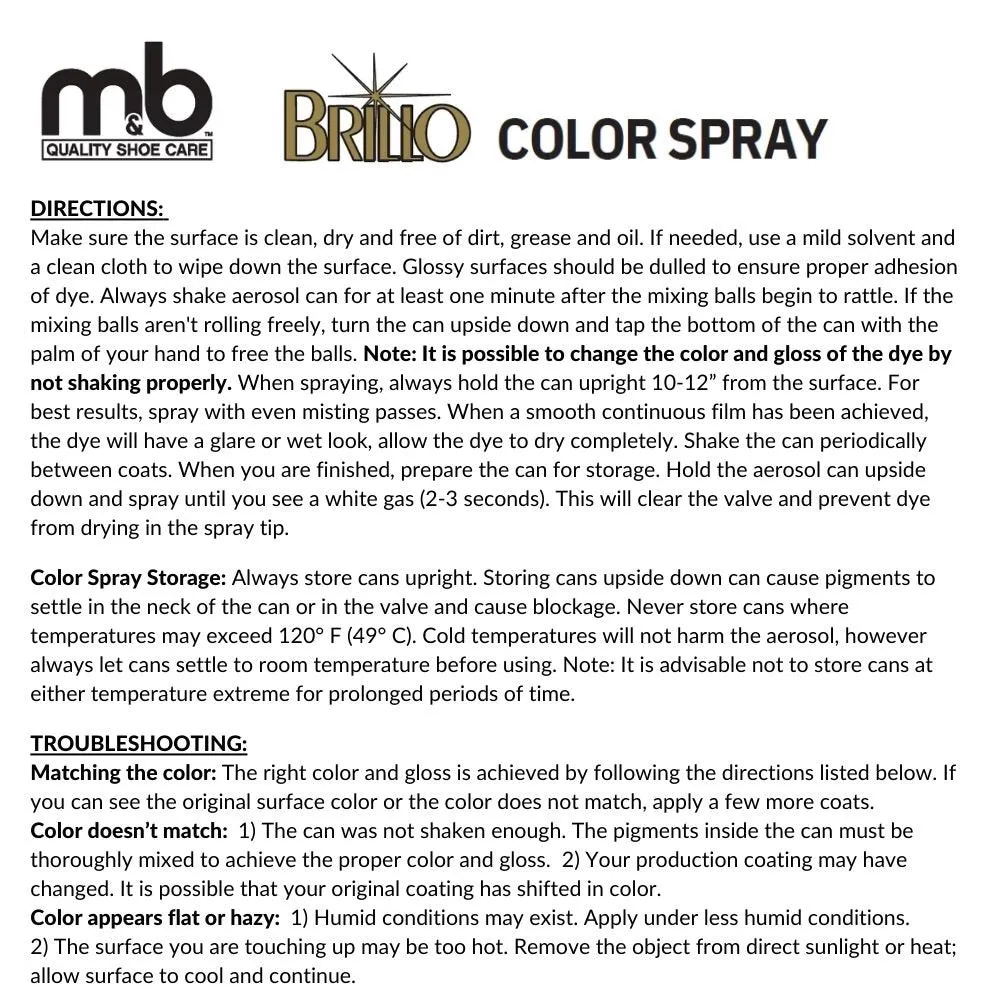 Brillo shoe color spray, 4.5 ounce (33 colors)