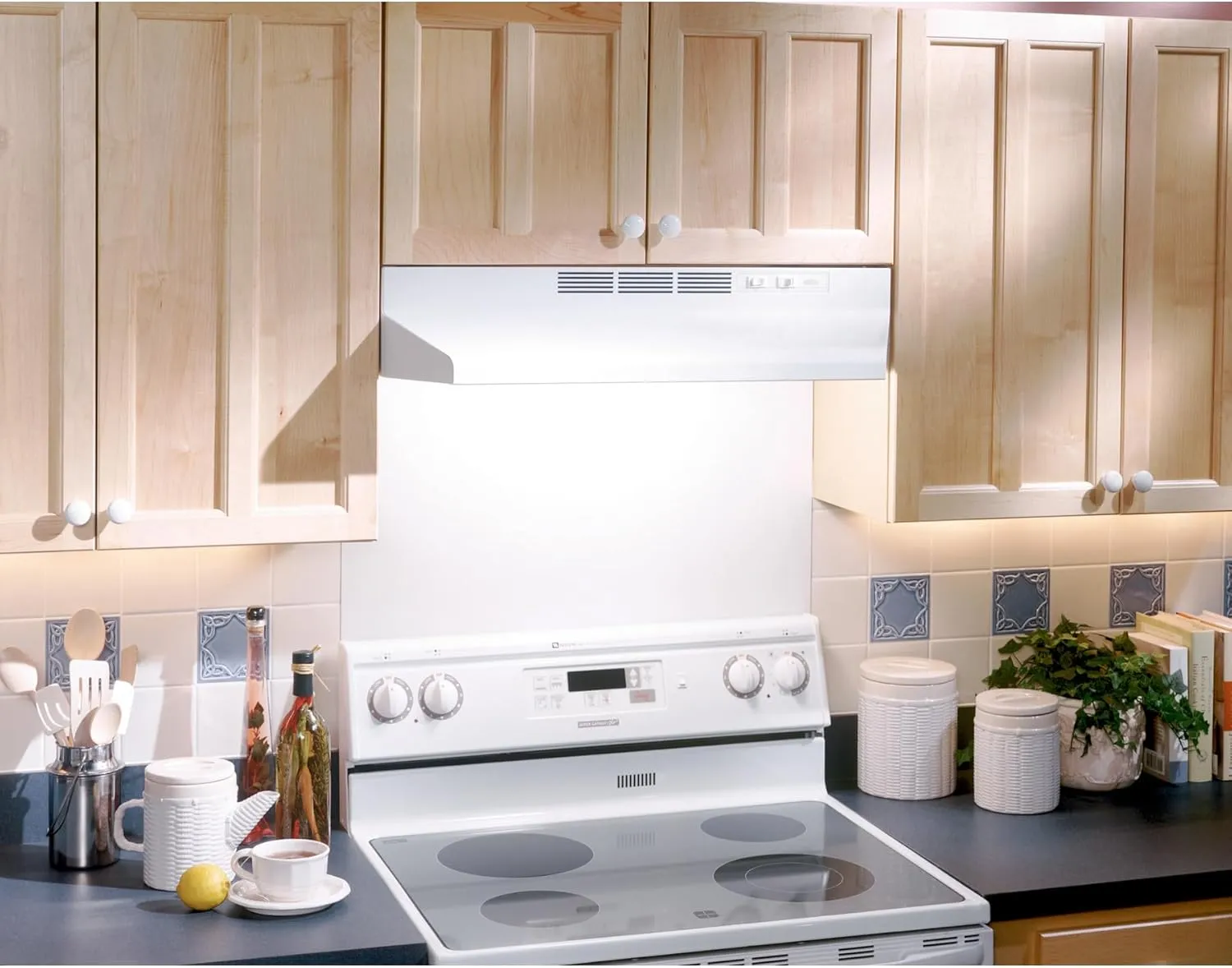 Broan-NuTone 413001 Non-Ducted Ductless Range Hood with Lights Exhaust Fan for Under Cabinet, 30-Inch, White
