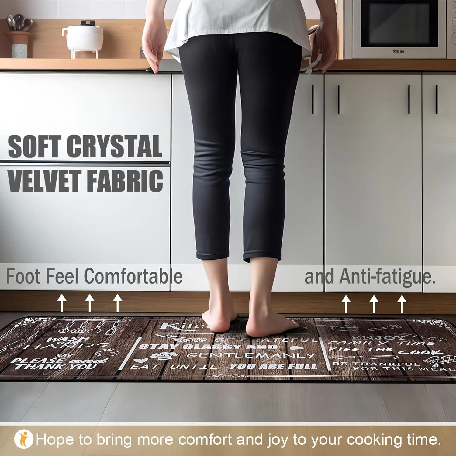 Brown Kitchen Rugs, Anti-Fatigue Kitchen Mats Set of 2, 17"x30" & 17"x47"