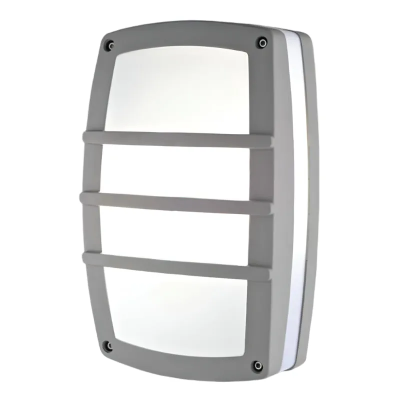Bulkhead Silver  Rect GRID PLAIN 2XE27