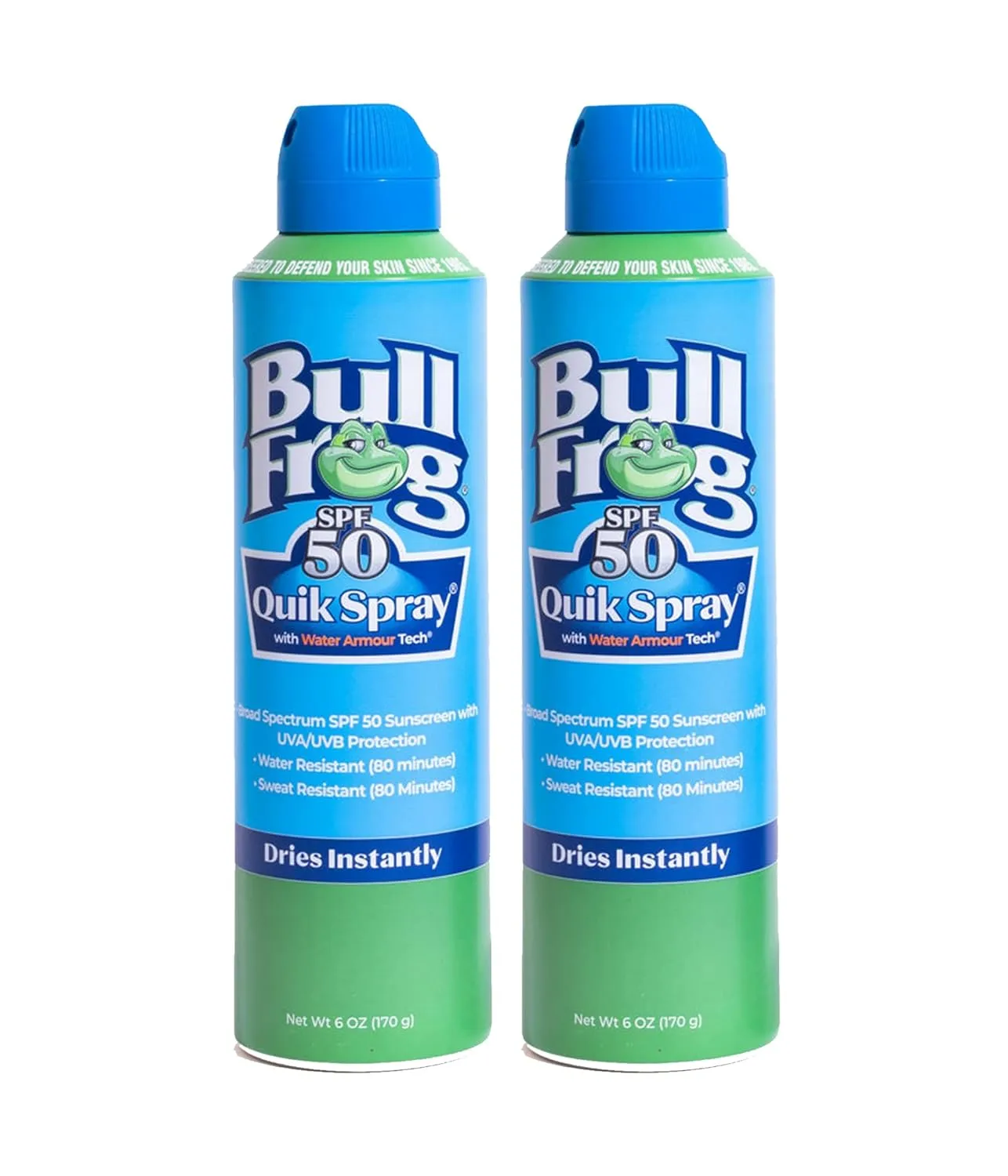 Bullfrog Quik Spray Sunscreen SPF 50 | Oxybenzone & Octinoxate Free | Broad Spectrum Moisturizing UVA/UVB, 2 pack