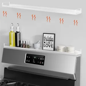 Bumusty 4X Strong Magnetic Rack for Stove Top, 30" Adjustable Oven Spice Rack, Seasoning Organizer Kitchen Shelves, Matte White