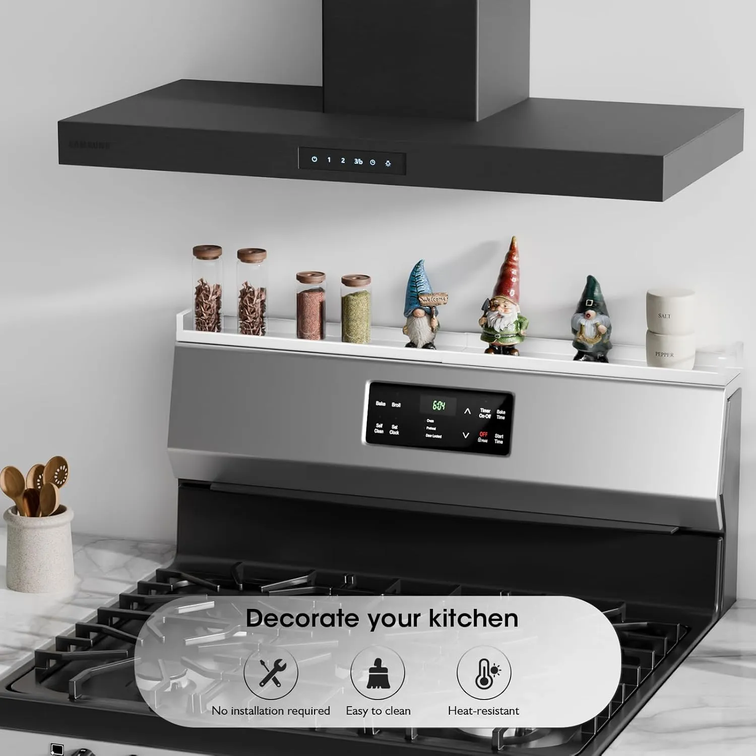 Bumusty 4X Strong Magnetic Rack for Stove Top, 30" Adjustable Oven Spice Rack, Seasoning Organizer Kitchen Shelves, Matte White