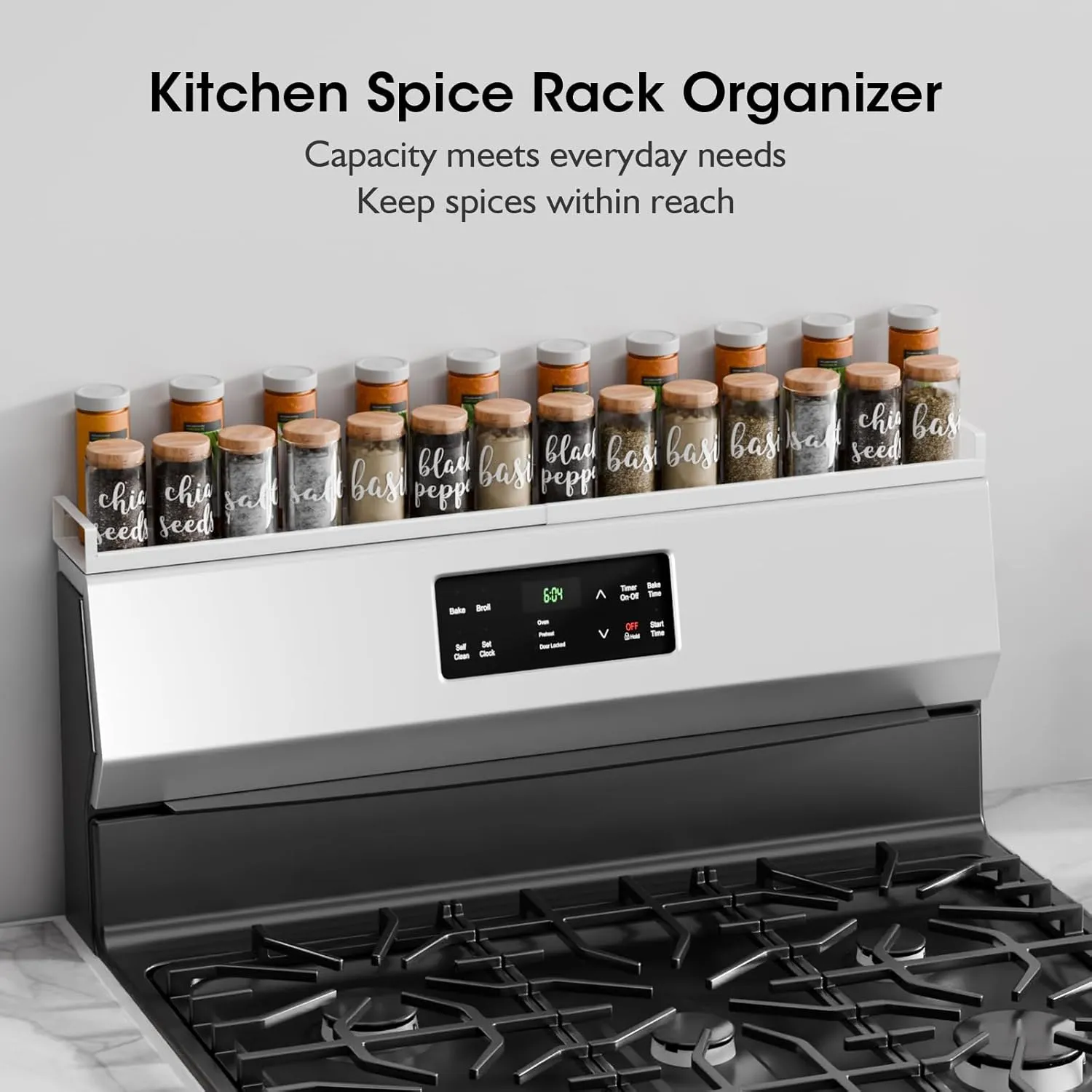 Bumusty 4X Strong Magnetic Rack for Stove Top, 30" Adjustable Oven Spice Rack, Seasoning Organizer Kitchen Shelves, Matte White