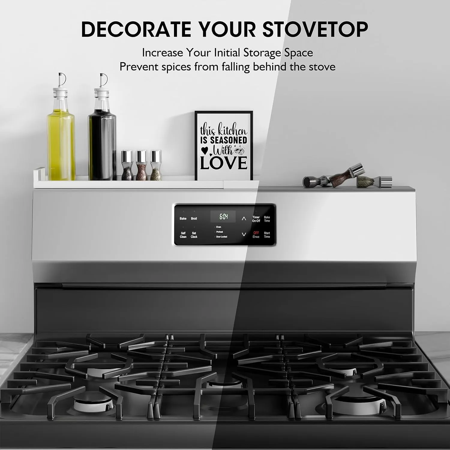 Bumusty 4X Strong Magnetic Rack for Stove Top, 30" Adjustable Oven Spice Rack, Seasoning Organizer Kitchen Shelves, Matte White