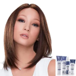 Bundle - 7 item: Carrie Hand-Tied Exclusive Remy Human Hair Wig by Jon Renau, Christy's Wigs Q & A Booklet, BeautiMark Hydra Shampoo Conditioner Mask Protect Leave-In Spray Shine Serum - Color: 12FS12