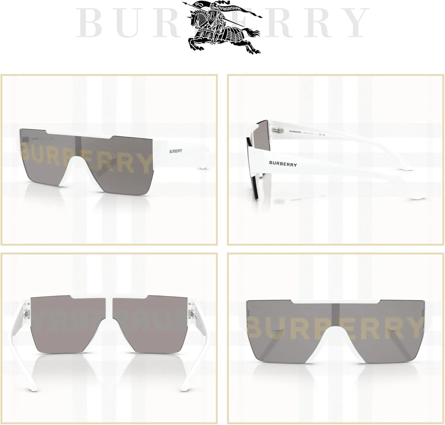 BURBERRY BE4291 Rectangle Sunglasses for Men   BUNDLE with Designer iWear Eyewear Kit