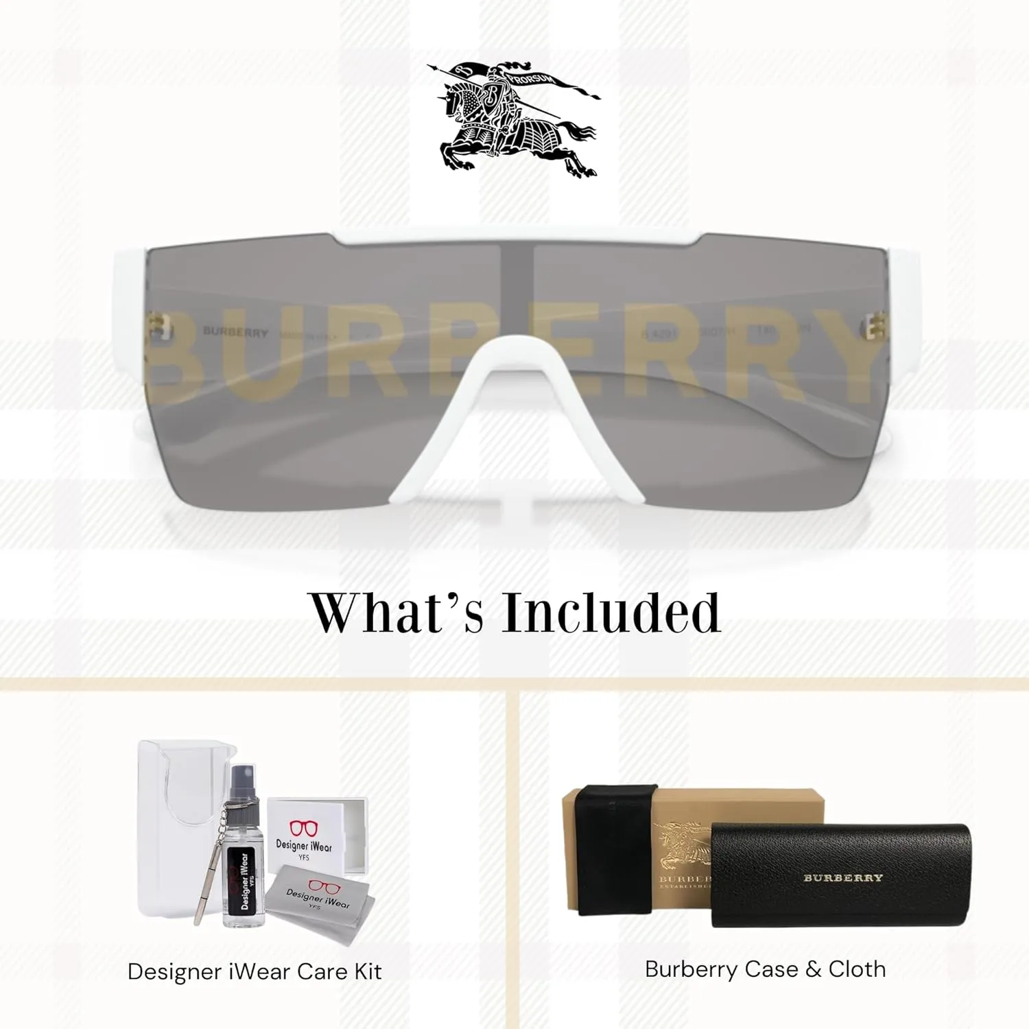 BURBERRY BE4291 Rectangle Sunglasses for Men   BUNDLE with Designer iWear Eyewear Kit
