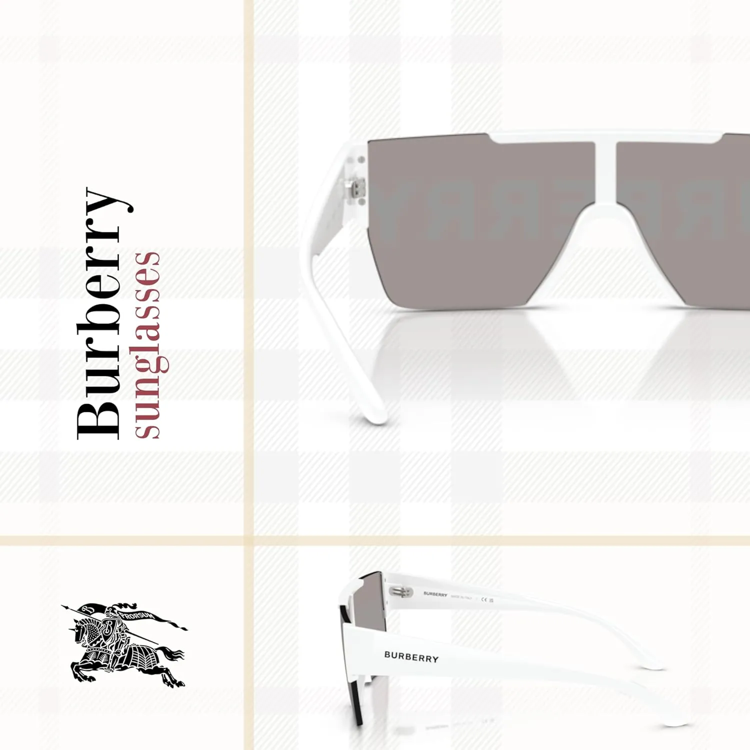 BURBERRY BE4291 Rectangle Sunglasses for Men   BUNDLE with Designer iWear Eyewear Kit