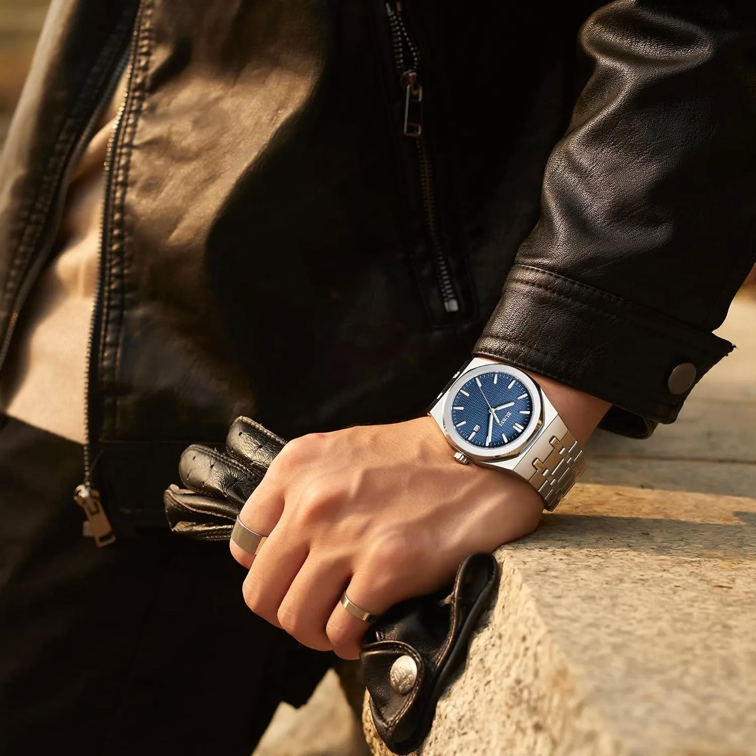 BUREI Fashion Minimalist Business Men's Wrist Watches Stainless Steel Waterproof Quartz Watch for Man