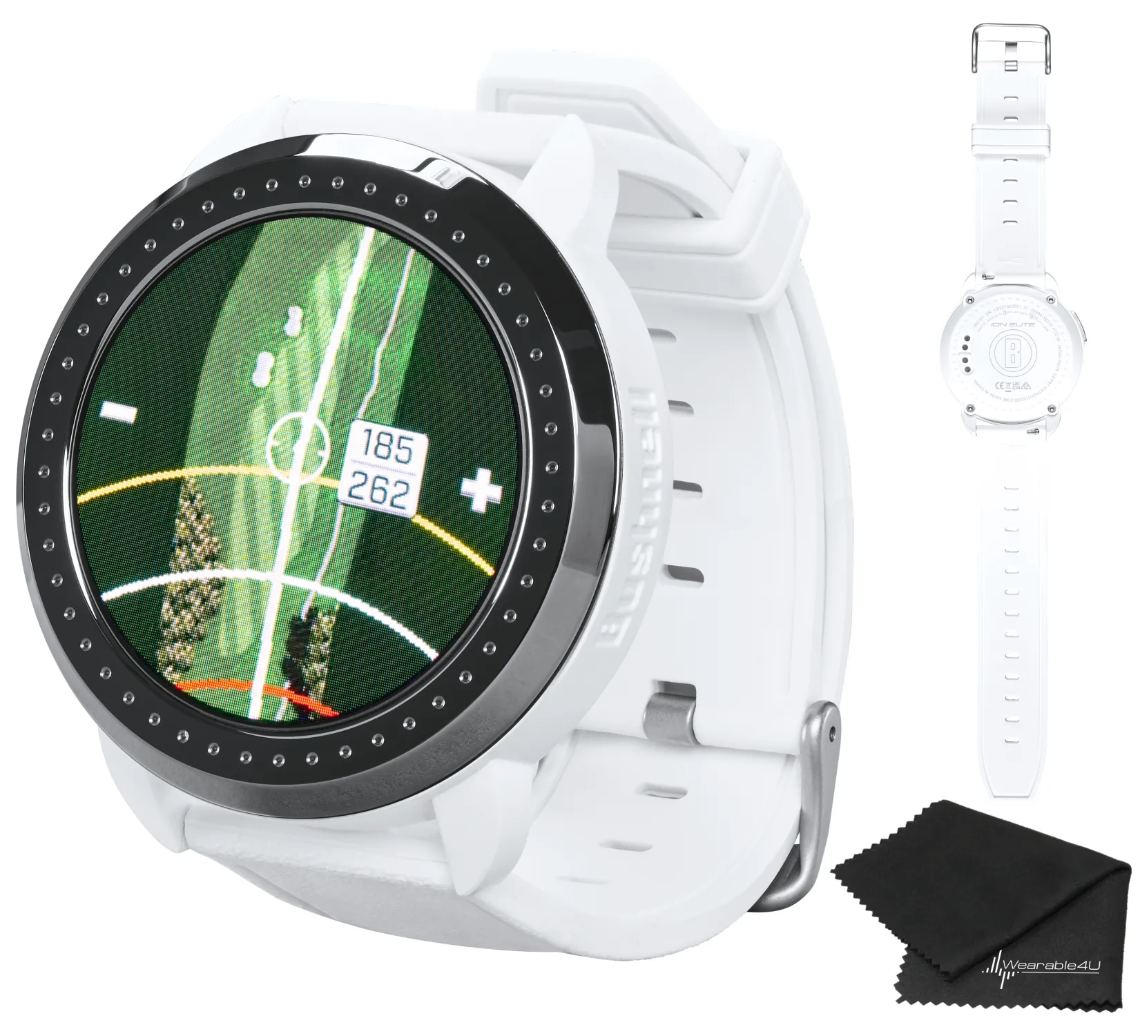 Bushnell iON Elite Black Golf GPS Watch with Wearable4U Lens Cleaning Cloth Bundle