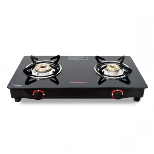 Butterfly Duo GT 2 Burner Glass Gas Stove  - BTFGS-DUOGT2B
