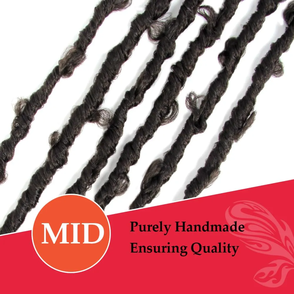 Butterfly Locs with Curly End 30 Inch, 6 Packs Boho Distressed Locs Crochet Hair, Bohemian Goddess Faux Butterfly Braids with Wavy Ends (4#, Brown)