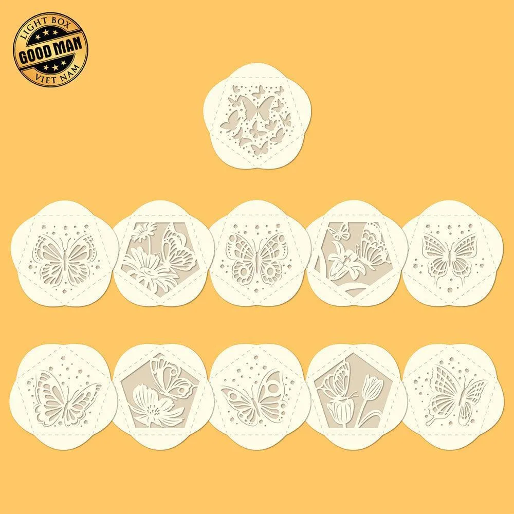 Butterfly- Pentagon 3D Lantern File - Cricut File - LightBoxGoodMan