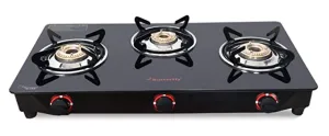 Butterfly Trio Glasstop 3 Burner Gas Stove - Black, Glass, Manual