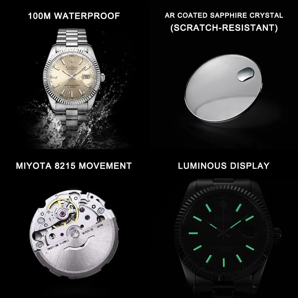 CADISEN Design Men Watches Mechanical Automatic 100M Waterproof Brand Luxury Stainless Steel Watch H0mage