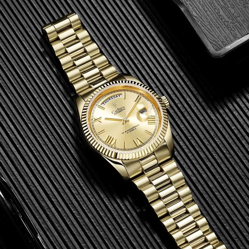 CADISEN Men Automatic Mechanical Watch Business Waterproof MIYOTA 8285 Movement Mens Wristwatch