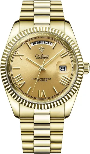 CADISEN Men Automatic Mechanical Watch Business Waterproof MIYOTA 8285 Movement Mens Wristwatch