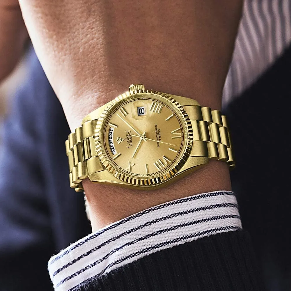 CADISEN Men Automatic Mechanical Watch Business Waterproof MIYOTA 8285 Movement Mens Wristwatch