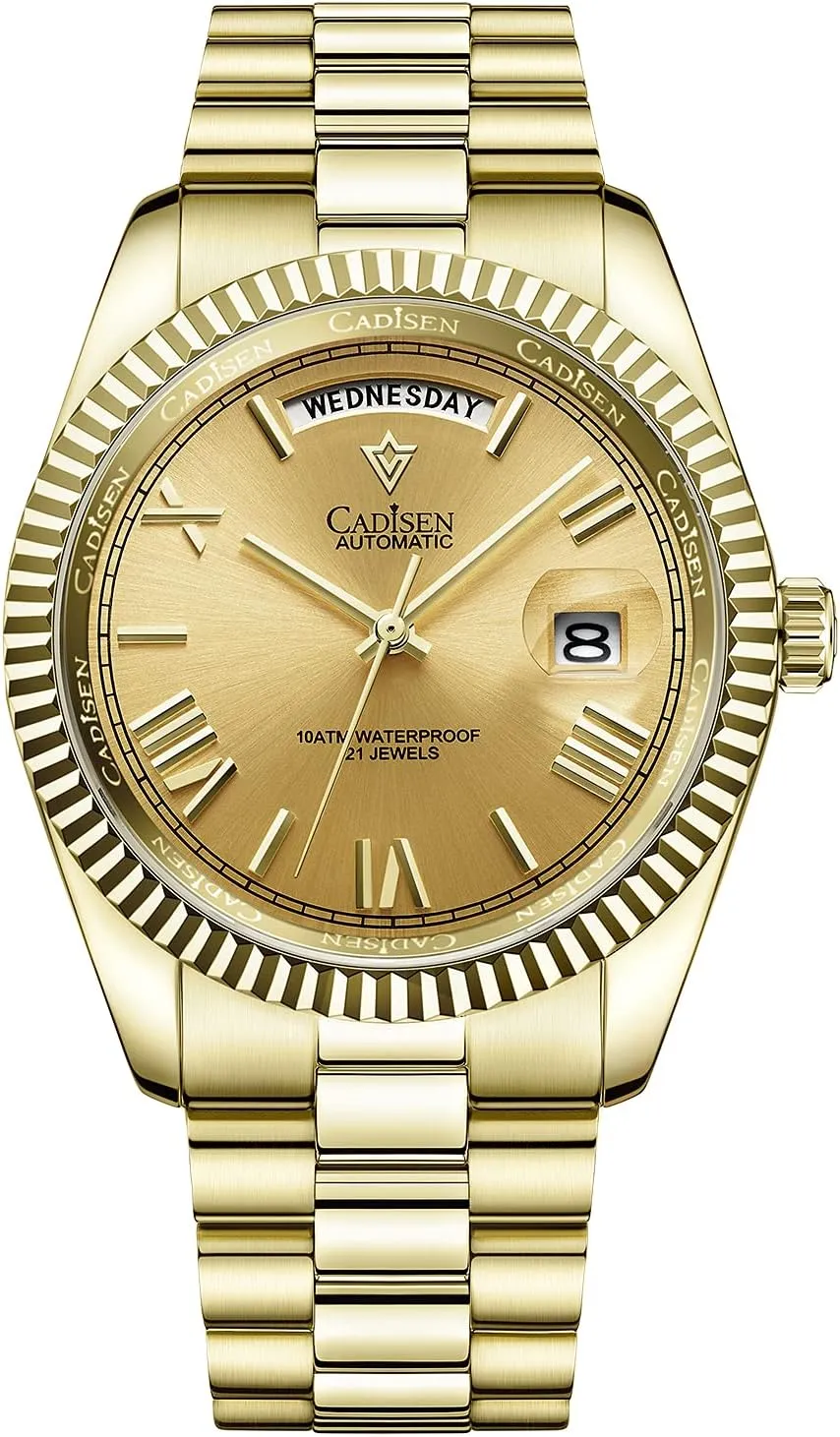 CADISEN Men Automatic Mechanical Watch Business Waterproof MIYOTA 8285 Movement Mens Wristwatch