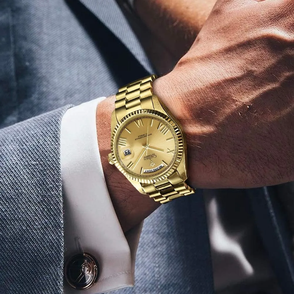 CADISEN Men Automatic Mechanical Watch Business Waterproof MIYOTA 8285 Movement Mens Wristwatch