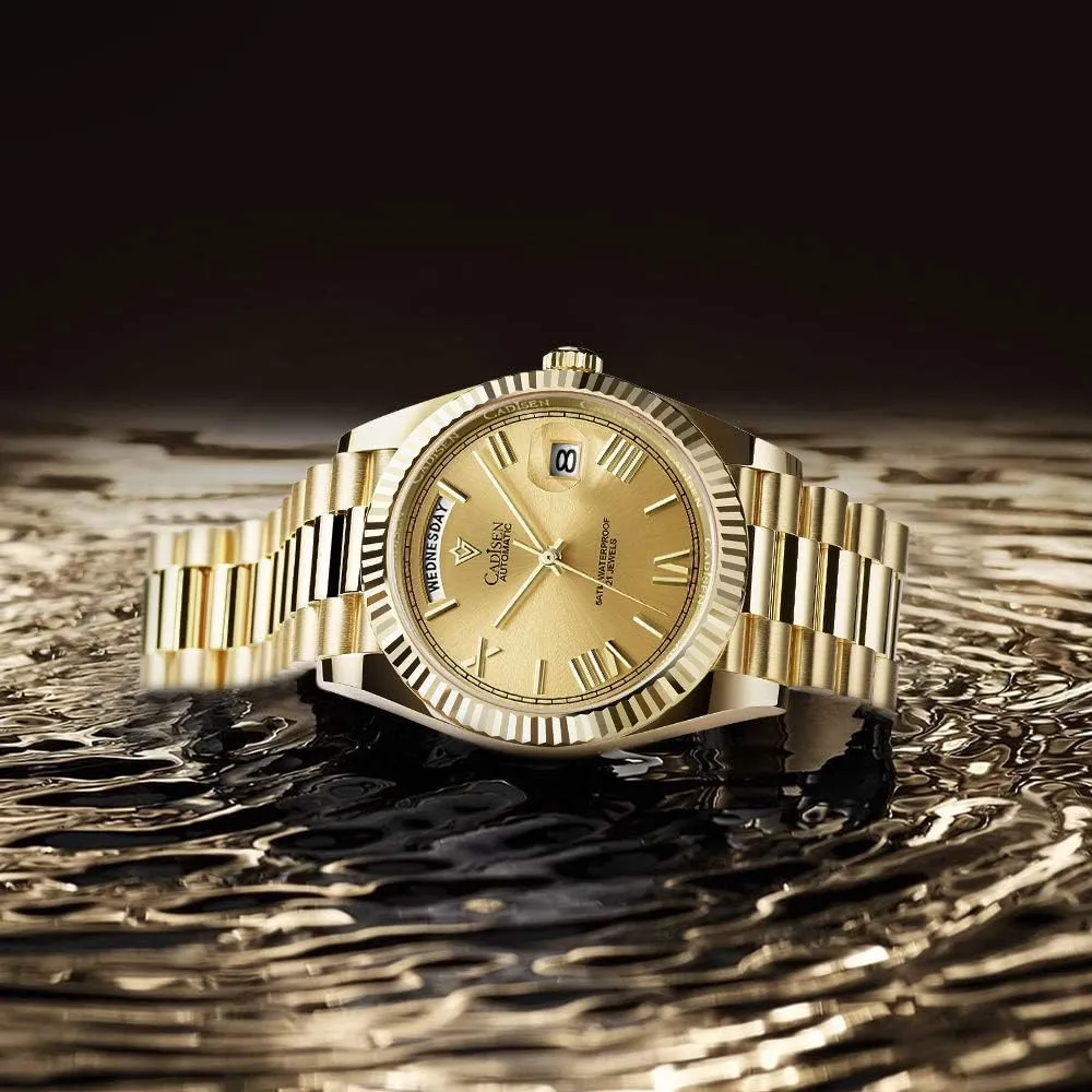 CADISEN Men Automatic Mechanical Watch Business Waterproof MIYOTA 8285 Movement Mens Wristwatch