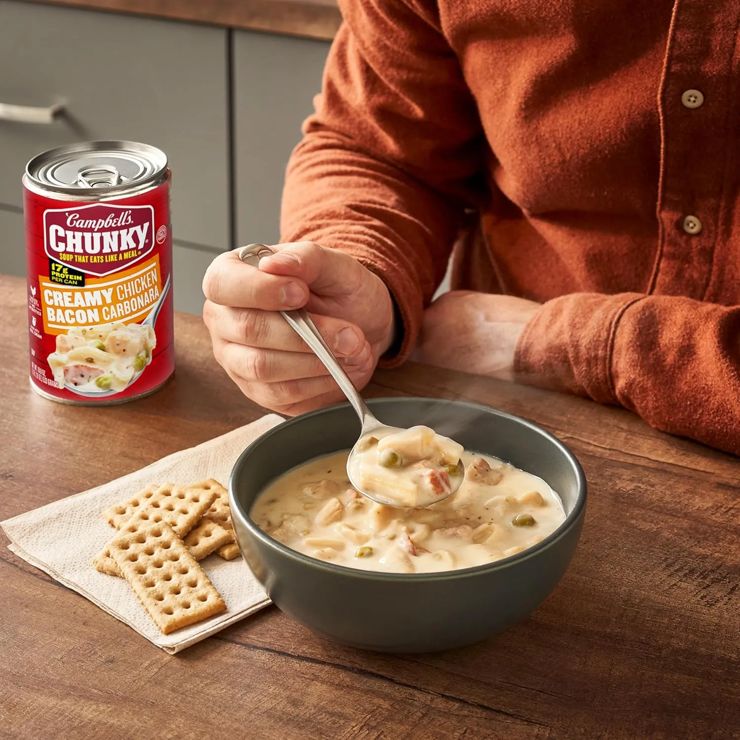 Campbell's Chunky Creamy Chicken Bacon Carbonara Soup, 18.8 oz Can (12 Pack)