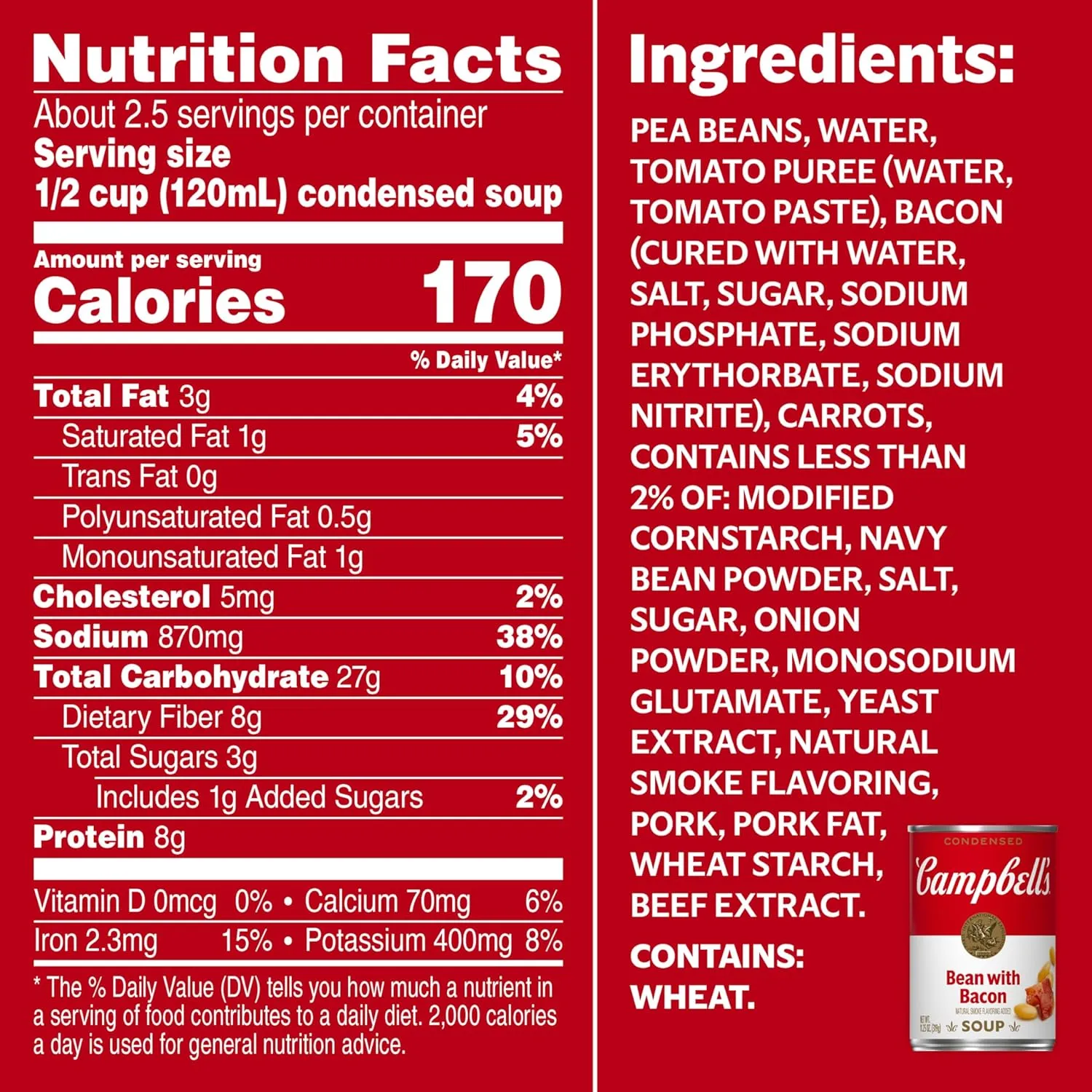 Campbell's Condensed Bean with Bacon Soup, 11.25 Ounce Can (Pack of 12)