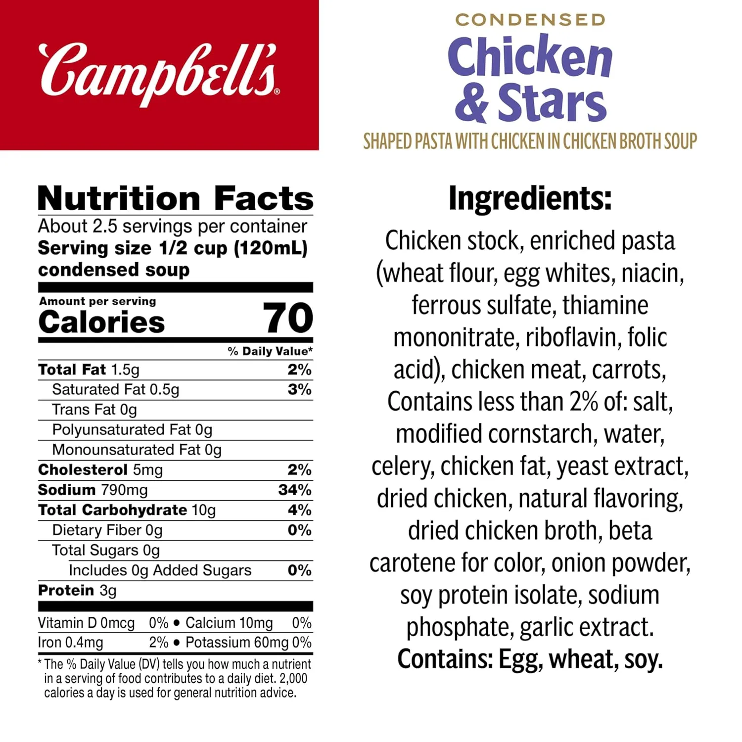 Campbell’s Condensed Kids Chicken and Stars Soup, 10.5 oz Can (12 Pack)
