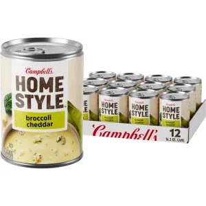 Campbell’s Homestyle Broccoli Cheddar Soup, 16.3 oz Can (Pack of 12)