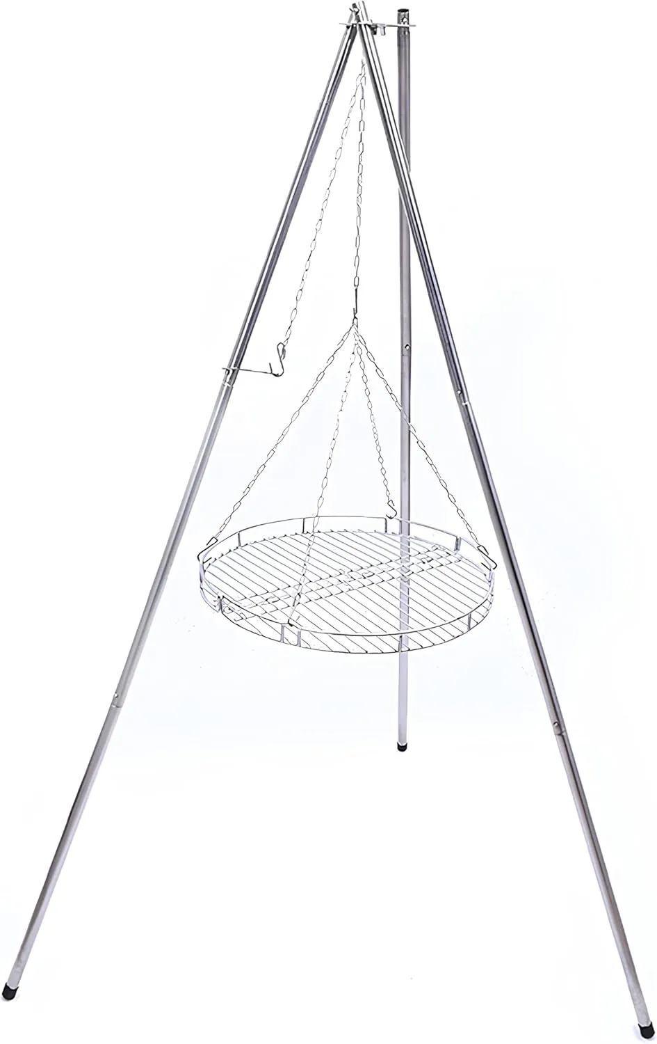 Camping Campfire Tripod with Carrying Bag Portable Lightweight Steel 57-inch Height Stainless Steel Chain
