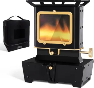 Camping Oil Lantern for Outdoor Lighting Cooking Warming Vintage Lamp Stove with Wick for Indoor Home Decor (Black)