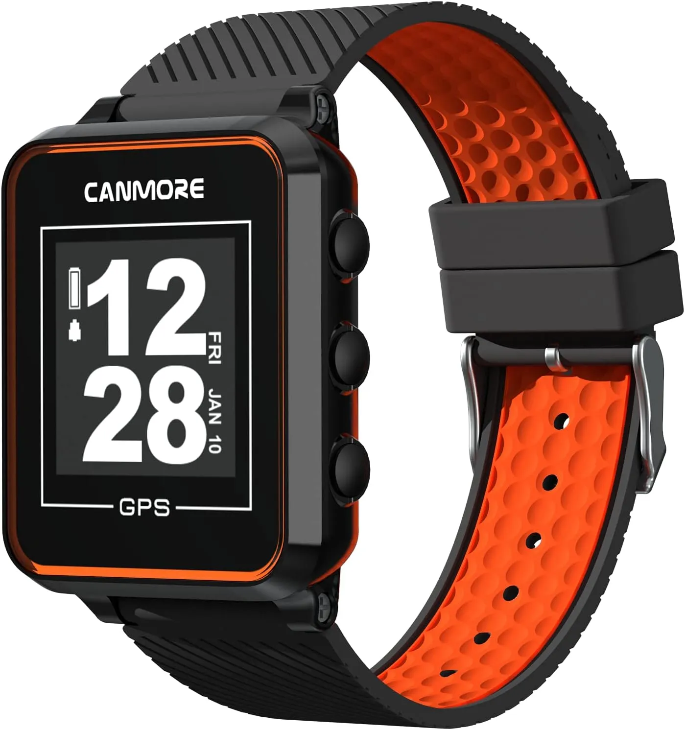 CANMORE TW353 Golf GPS Watch for Men and Women, High Contrast LCD Display, Free Update Over 40,000 Preloaded Courses Worldwide, Lightweight Essential Golf Accessory for Golfers, Black/Orange