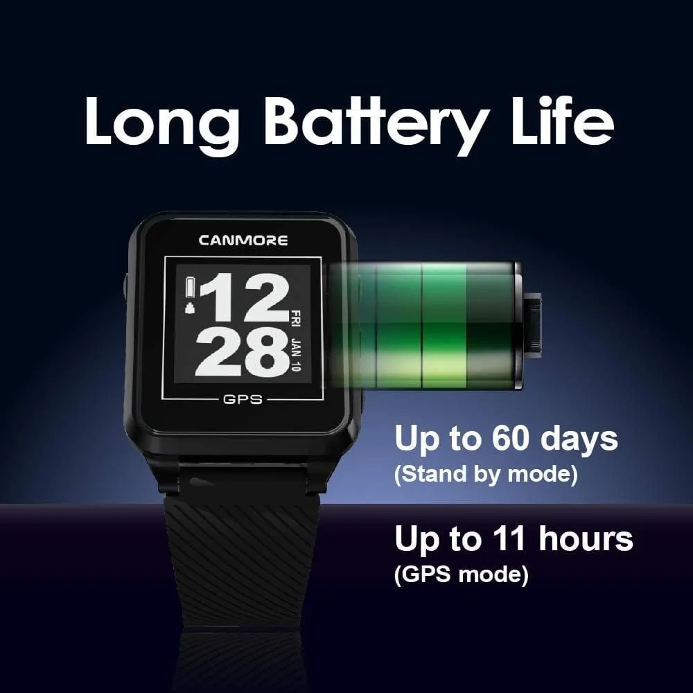 CANMORE TW353 Golf GPS Watch for Men and Women, High Contrast LCD Display, Free Update Over 41,000 Preloaded Courses Worldwide, Lightweight Essential Golf Accessory for Golfers, Black/Gray
