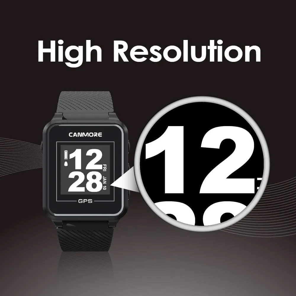 CANMORE TW353 Golf GPS Watch for Men and Women, High Contrast LCD Display, Free Update Over 41,000 Preloaded Courses Worldwide, Lightweight Essential Golf Accessory for Golfers, Black/Gray