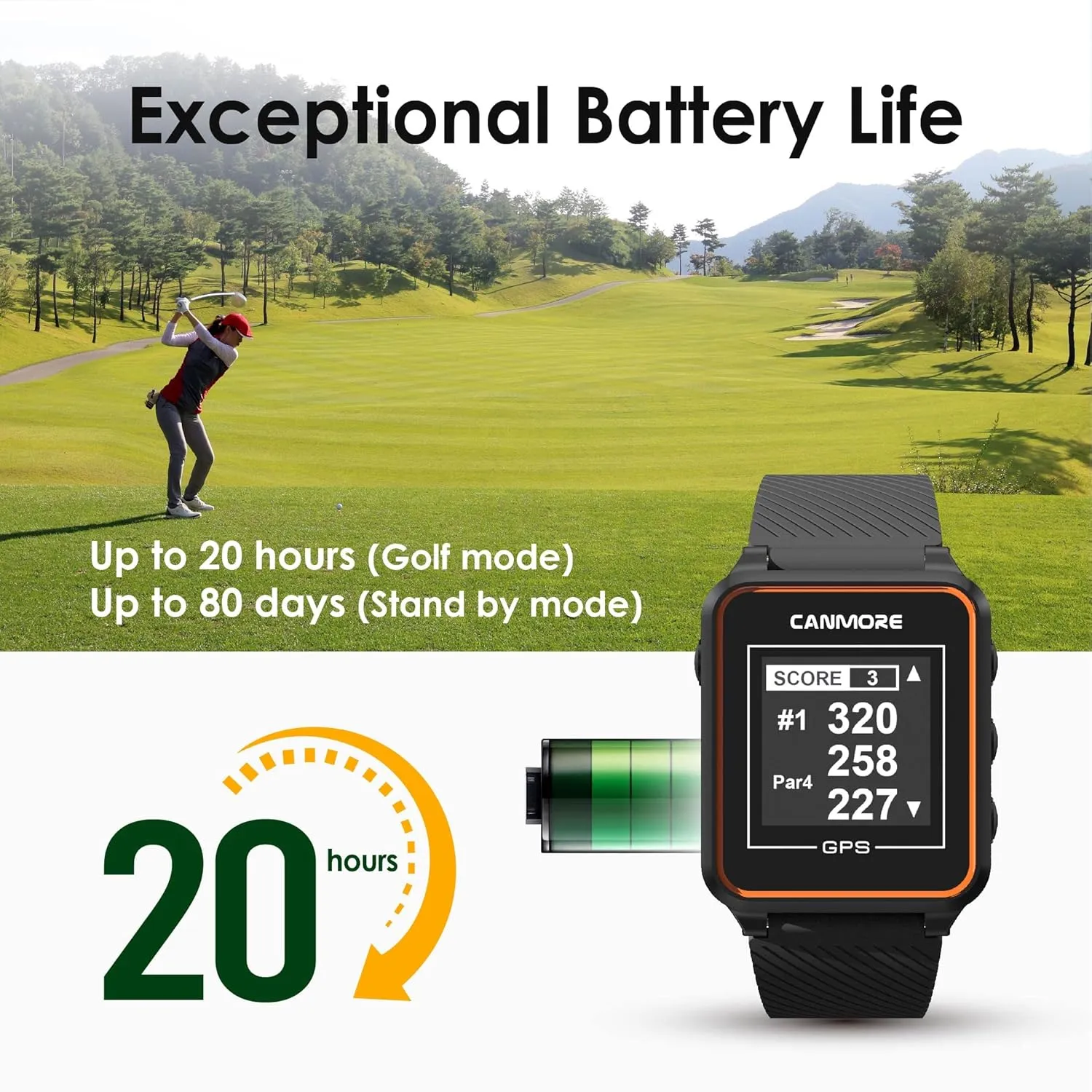 CANMORE TW356 Golf GPS Wearable Device for Men and Women, Free 41,000  Preloaded Courses Update Worldwide, High Contrast LCD Display, Upgrade IC Chip, Lightweight Accessory for Golfers, Turquoise