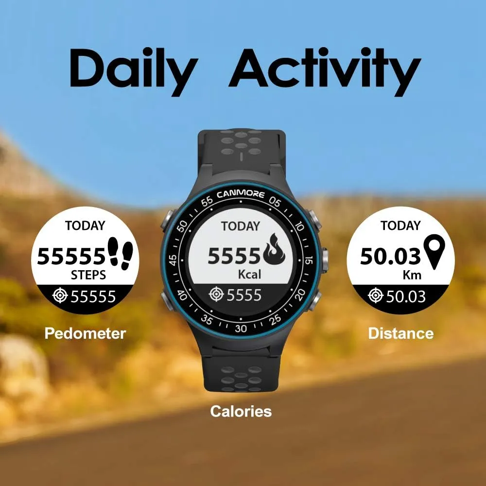 CANMORE TW411 Golf GPS Watch with Fitness Tracker, 41,000  Free Preloaded Worldwide Course, Upgraded IC Chip, Blue