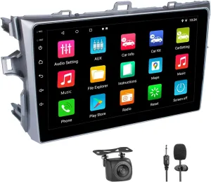 Car Stereo for Toyota Corolla 2007-2012 with Wireless Apple Carplay and Android Auto,9 Inch Touch Screen Car Radio with 4K Camera Support BT/Mirror Link/FM/WiFi/GPS Navigation, 2GB 32GB,