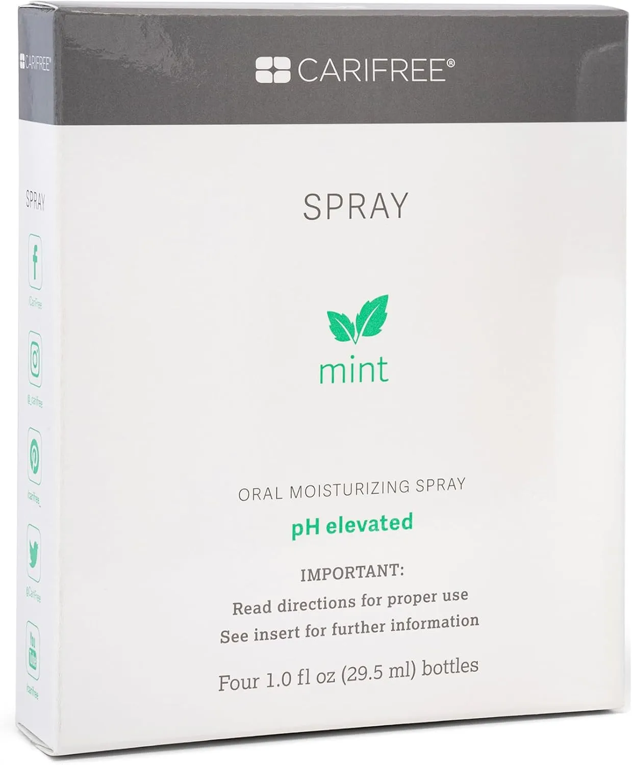 CariFree Oral Spray, Mint Flavored, Xylitol for Moisturization, Neutralizes pH, Fluoride-Free, Freshen Breath, Recommended by Dentists, Made in The U.S.A. 4 Bottles (1 fl. oz. Each)