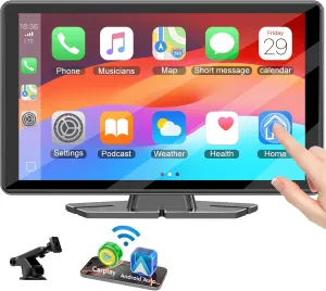 Carplay Screen for Car,7" HD IPS Wireless Portable Car Stereo for Apple Carplay &Android Auto,Car Audio Receivers Touch Screen Car Play with GPS Navigation,BT,Mirror Link,FM,Voice Control-Black