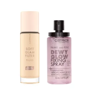 Catrice | Prime & Fine Illuminating Dewy Glow Spray & Soft Glam Filter Fluid 002 Bundle | Full Coverage Makeup | Vegan & Cruelty Free