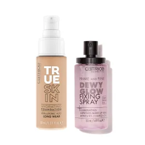 Catrice | True Skin Foundation 40 & Prime & Fine Dewy Glow Spray Bundle | Full Coverage Makeup | Vegan & Cruelty Free