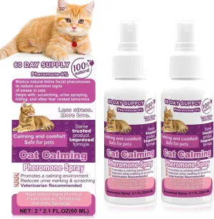 Cats Calming Pheromone Spray & Calming Solution for Cats, Anti Anxiety Pet Products - Feline Calm Pheromones, Cats Reduces Scratching Furniture Peeing Marking Calming Cat for Travel 4.3 fl.oz